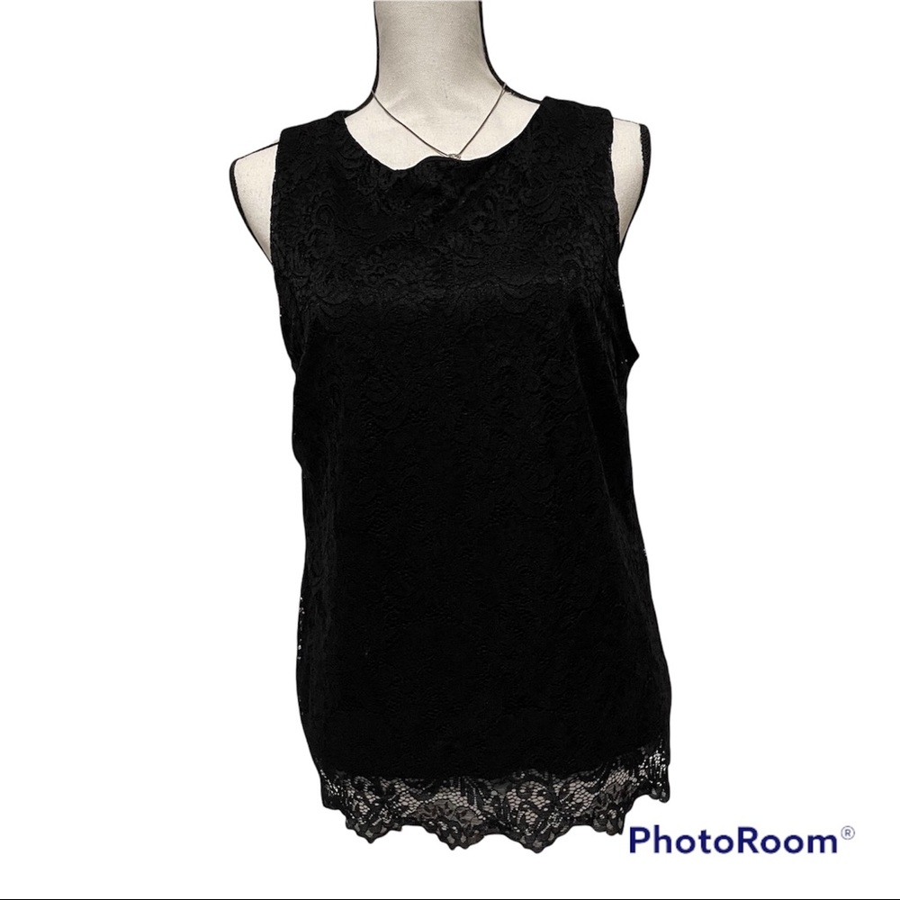 Worthington NWT Sleeveless Black Lace Dressy Blouse Size Medium